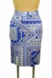 elastická sukně modrá se vzorem