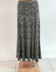 Elegantní dlouhá sukně šedá s černým puntíkem