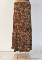 Dámská sukně s dílovým střihem a hnědým vzorem